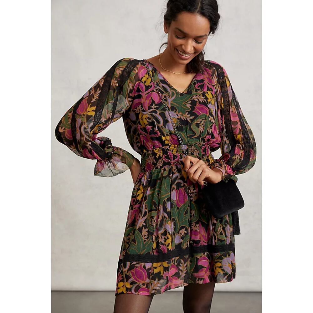 Anthropologie Genevieve Lace Mini Dress